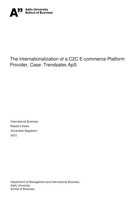 The Internationalization of a C2C - Aalto-yliopisto