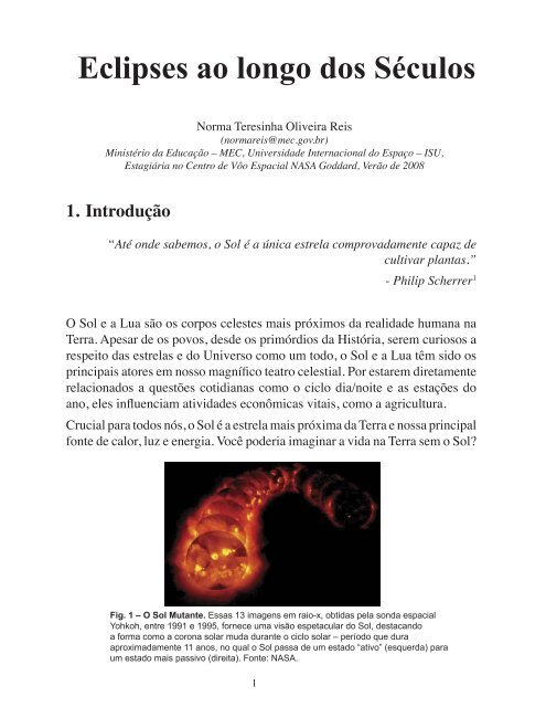 Eclipses ao longo dos Séculos - Portal do Professor - Ministério da ...