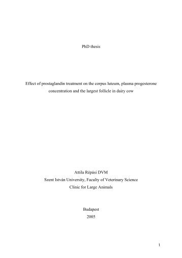 PhD thesis Effect of prostaglandin treatment on the corpus luteum ...