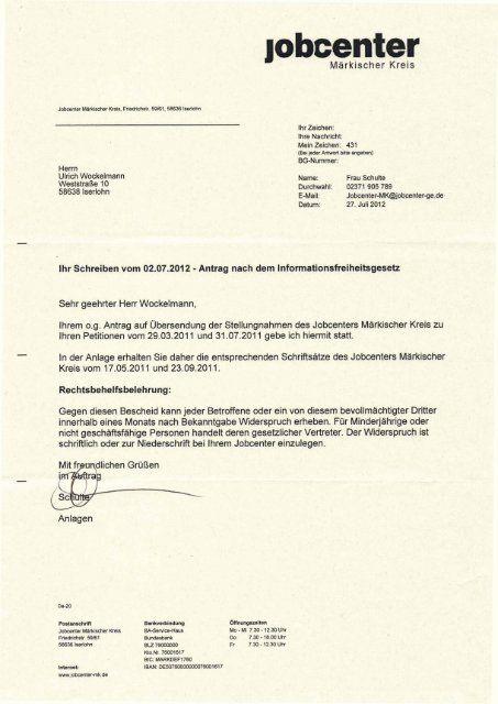 Erste Stellungnahme Beispielklagen