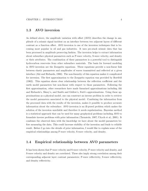 Regularization of the AVO inverse problem by means of a ...