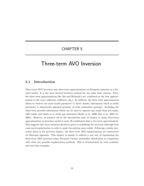 Regularization of the AVO inverse problem by means of a ...