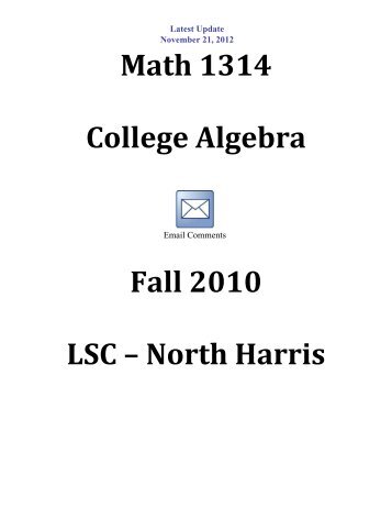 College Algebra Textbook - NHC Math Department