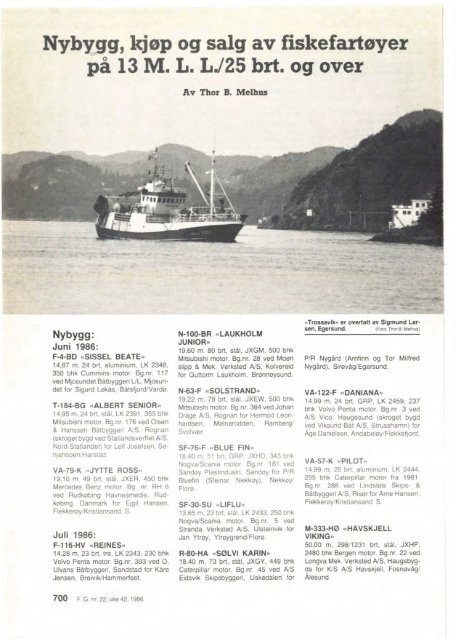 Fiskets Gang. Nr. 22-1986. 72. årgang
