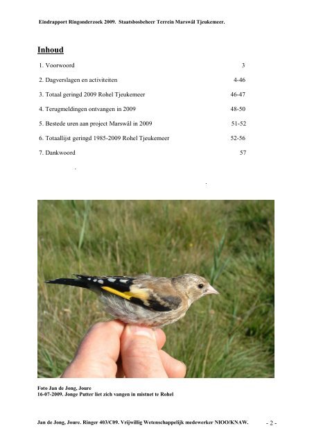 overzicht ringonderzoek staatsbosbeheer terrein ... - SeniorenNet