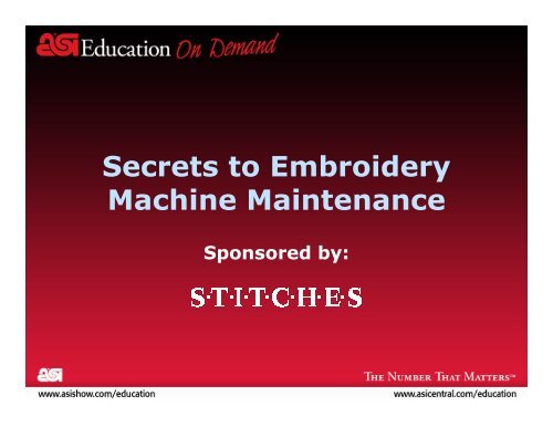 Secrets to Embroidery Machine Maintenance