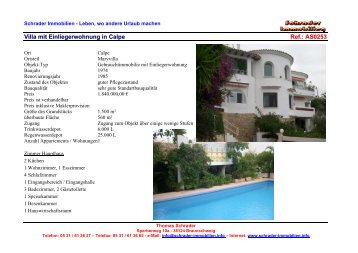 Villa mit Einliegerwohnung in Calpe Ref.: AS0253 - Schrader ...