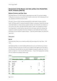 Assessment of the Roman and later pottery from Nosterfield, North ...