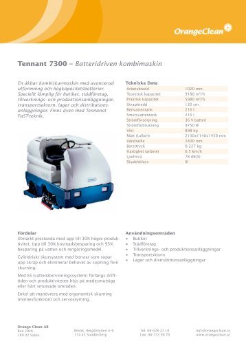 Tennant 7300 – Batteridriven kombimaskin - Orange Clean AB