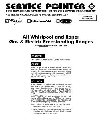 All Whirlpool and Roper Gas & Electric Freestanding Ranges