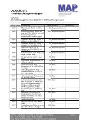 OBJEKTLISTE Mobiles Anlagevermögen - MAP AG