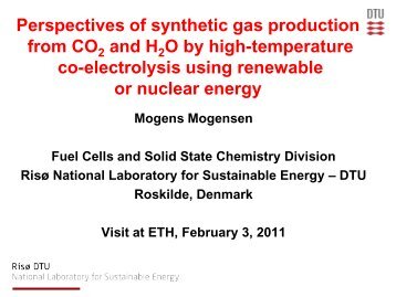 Perspectives of synthetic gas production--- Visit at ETH ... - DTU Orbit