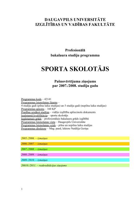 SPORTA SKOLOTĀJS - Daugavpils Universitāte