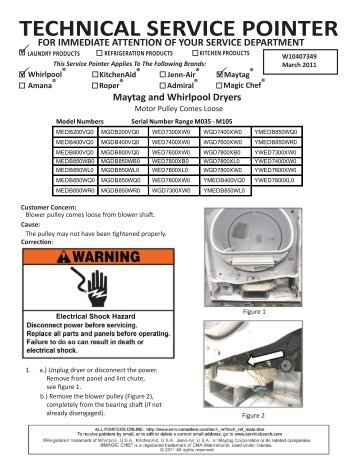 for immediate attention of your service department - Whirlpool