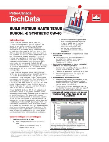 DURON-E SYNTHETIC 0W-40 Heavy Duty - Petro-Canada