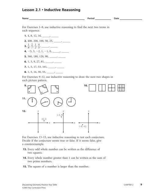 Lesson 2.1 • Inductive Reasoning