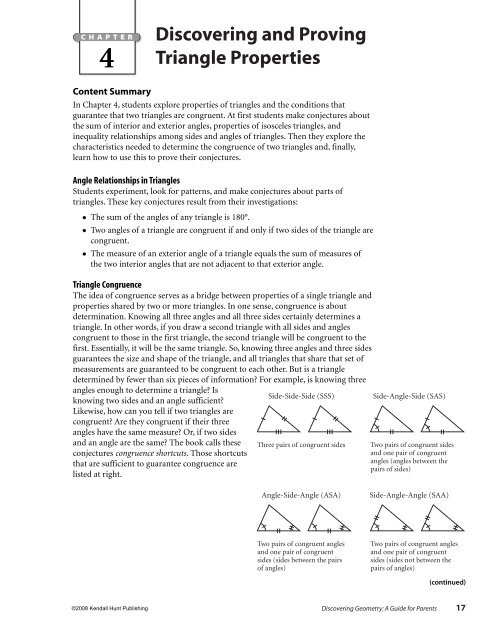 Discovering And Proving Triangle Properties