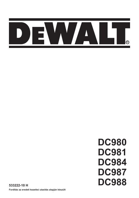 DC980 DC981 DC984 DC987 DC988 - Service - DeWALT