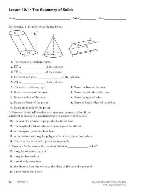 Lesson 10.1 • The Geometry of Solids