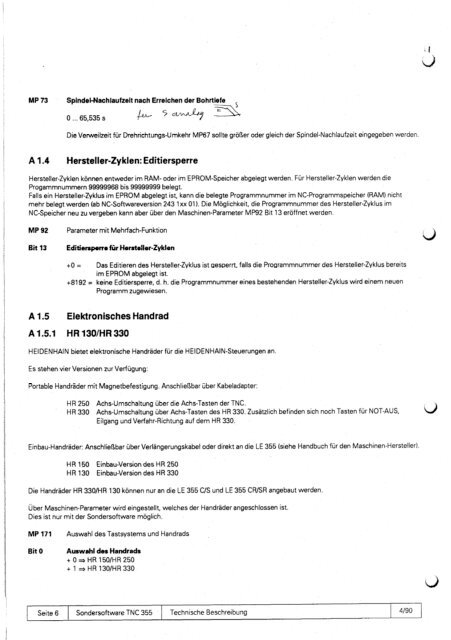 Technisches Handbuch TNC 355 - heidenhain - DR. JOHANNES ...