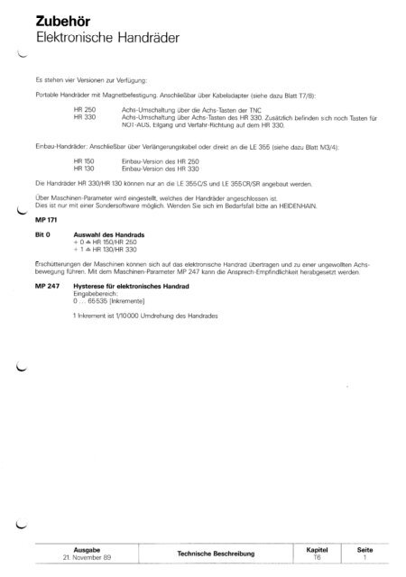 Technisches Handbuch TNC 355 - heidenhain - DR. JOHANNES ...