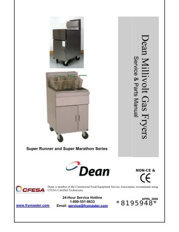 Dean Millivolt Gas Fryers Service & Parts Manual - Frymaster