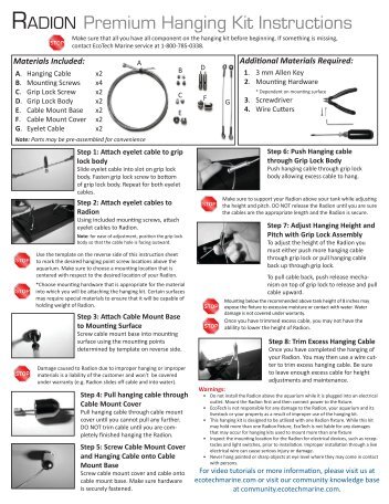 Radion Premium Hanging Kit Instructions - EcoTech Marine