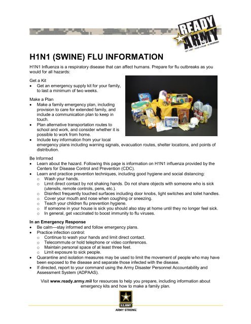 H1N1 (SWINE) FLU INFORMATION - Fort Sam Houston