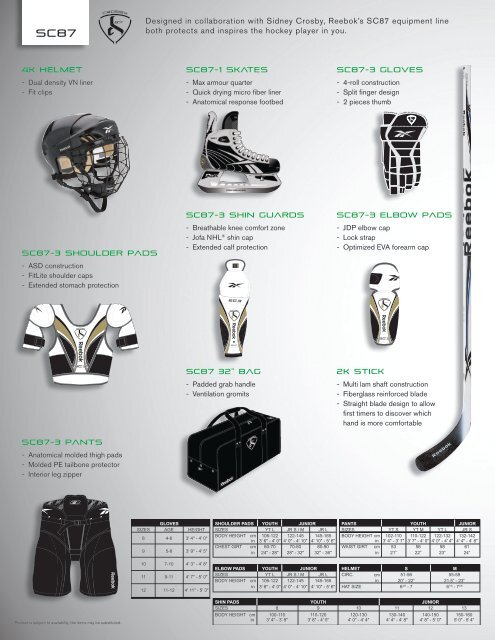 Reebok Shoulder Pads Sizing Chart