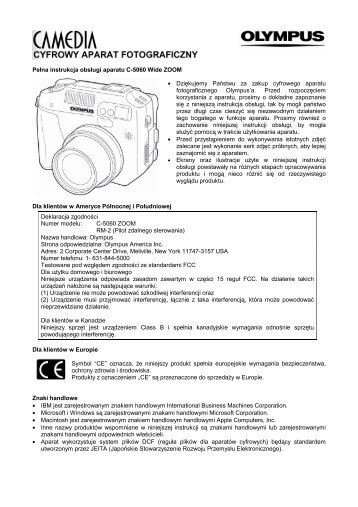 Pełna instrukcja obsługi aparatu C-5060 Wide ZOOM • Dziękujemy ...