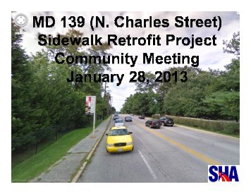 MD 139 (Charles St.) Sidewalk Project - Presentation Jan. 28, 2013