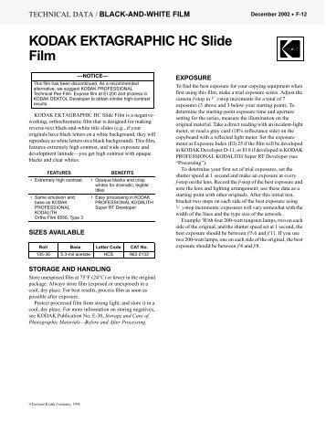 KODAK EKTAGRAPHIC HC Slide Film - 125px
