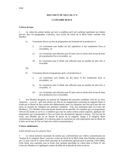 9348 DOCUMENT DE TRAVAIL N° 8 CATÉGORIE BLEUE Critères ...