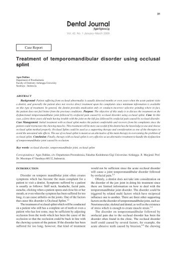 Treatment of temporomandibular disorder using ... - Journal | Unair