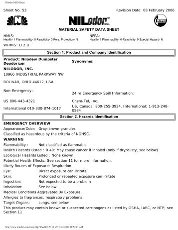 Nilodor MSD Sheet - Action Chemical