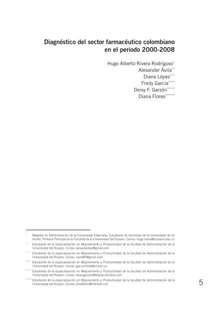 Diagnóstico del sector farmacéutico colombiano periodo 2000-2008