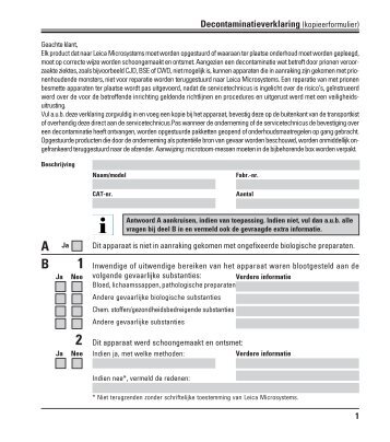 Decontaminatieverklaring (kopieerformulier)