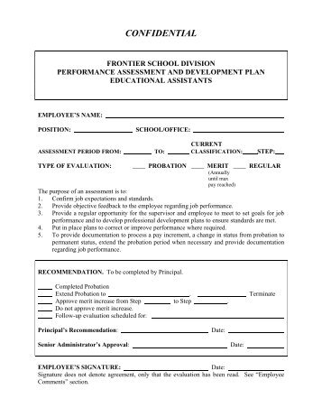 Performance Evaluation Form - Educational Assistant