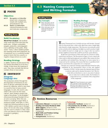 6.3 Naming Compounds and Writing Formulas