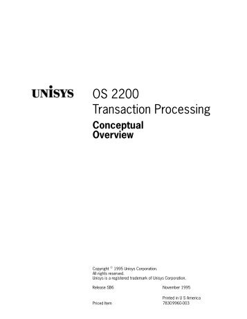 OS 2200 Transaction Processing - Public Support Login - Unisys
