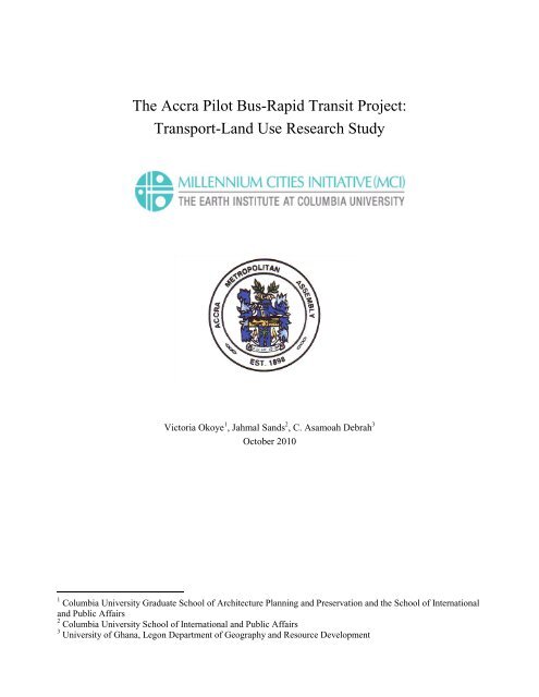 Transport-Land Use Research Study - Millennium Cities Initiative ...