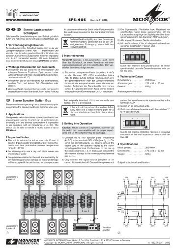 Stereo-Lautsprecher- Schaltpult Stereo Speaker Switch Box - Monacor