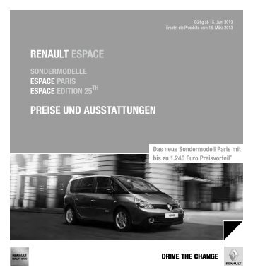 renault espace preise und ausstattungen - Renault Preislisten