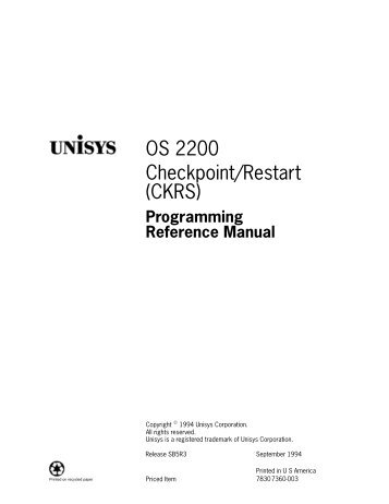 (CKRS) Programming Reference Manual - Public Support Login ...