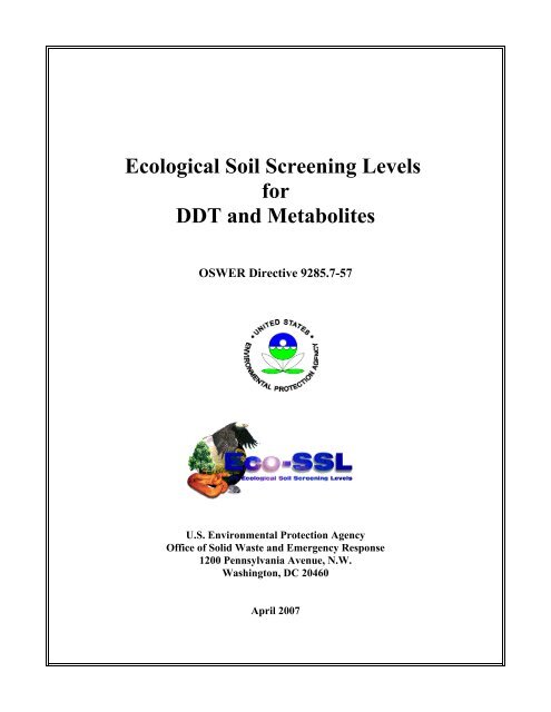 Ecological soil screening levels for ddt and metabolites - The ...