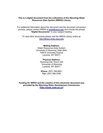 Table of Contents - Water Resources Data System Library ...