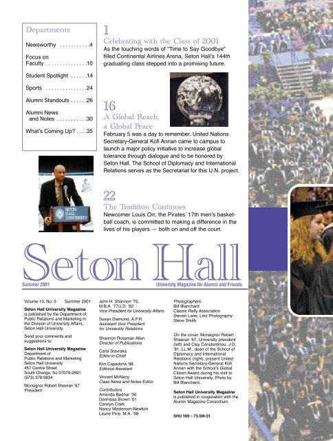 Seton Hall Magazine, Summer 2001 - TLTC Blogs - Seton Hall ...