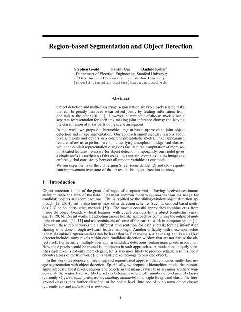 Region-based Segmentation and Object Detection - Stanford ...