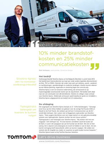 10% minder brandstof- kosten en 25% minder communicatiekosten