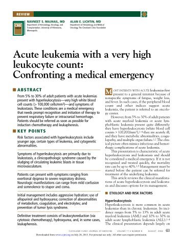 Acute leukemia with a very high leukocyte count - Cleveland Clinic ...